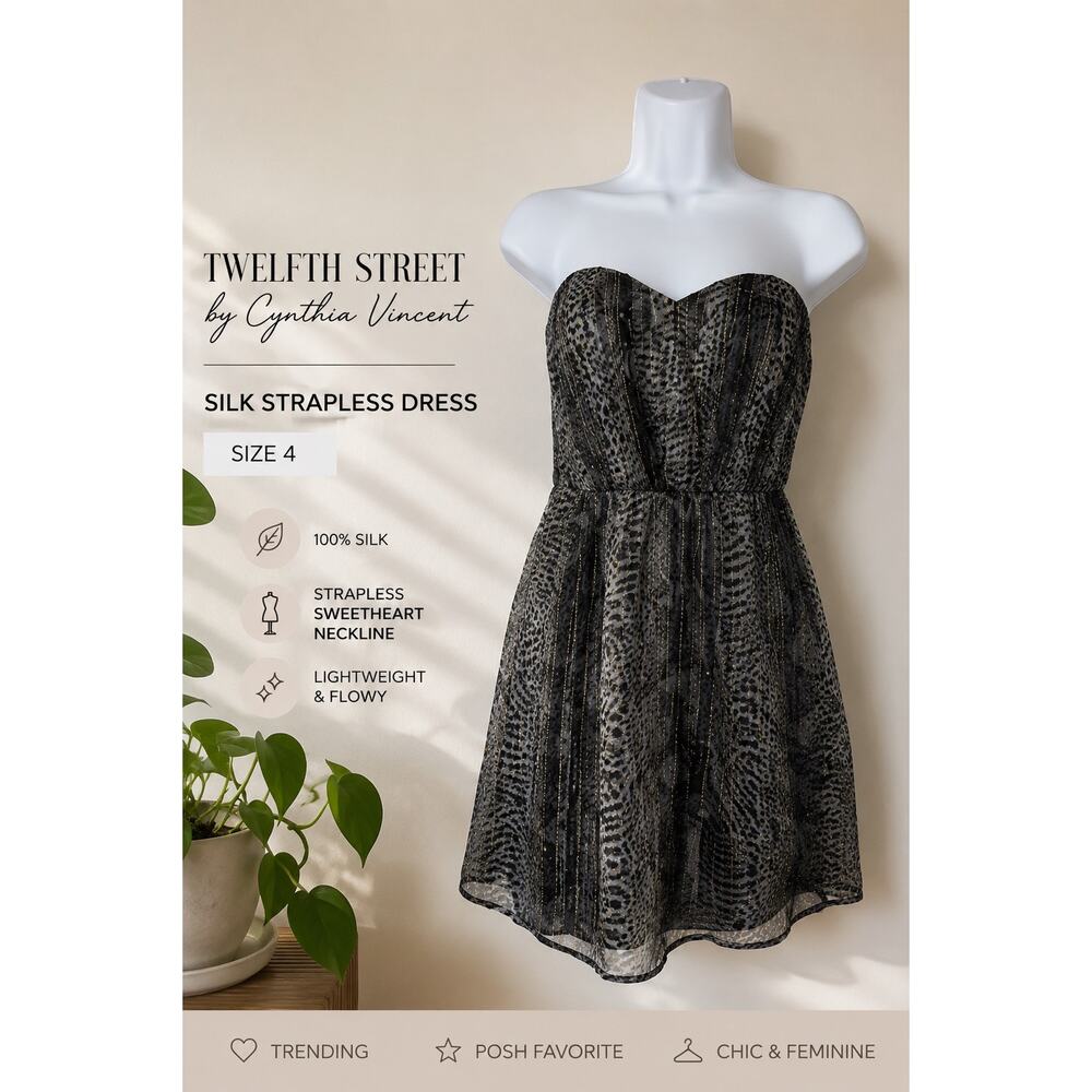 Twelfth Street Cynthia Vincent Silk Strapless Dress 4